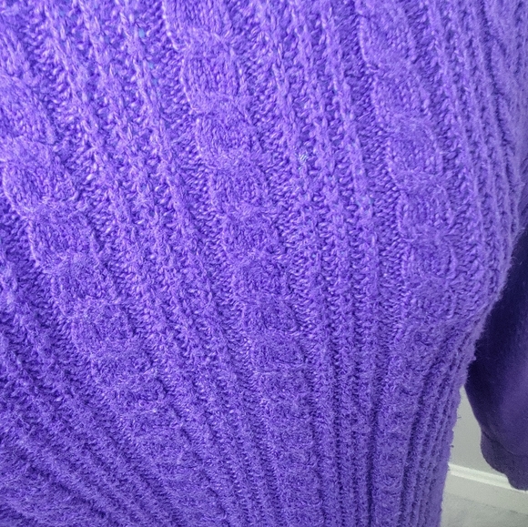 Talbots Rich Purple Crewneck Cable Knit Sweater Size M - Picture 9 of 14